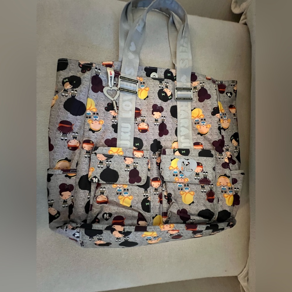 Harajuku Lovers Gray Cartoon Print Tote